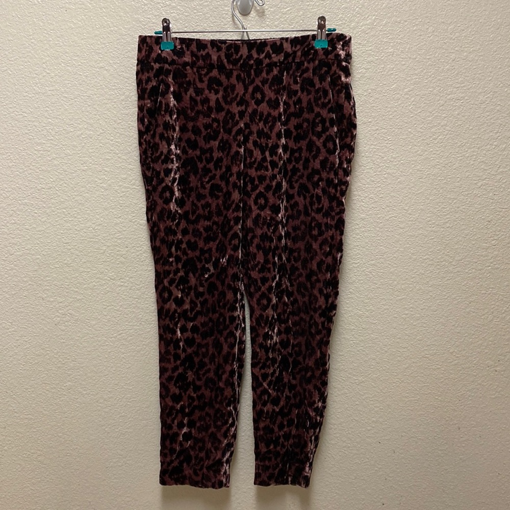J. Crew Crushed Velvet Leopard Print Pants Size 6